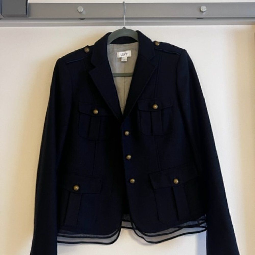 LOFT | Navy Blue Wool Blend Military Jacket size 8